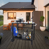 Basketball & Basketball Accessories: VEVOR Outdoor Grill Dining Cart with Double-Shelf,  85*55cm BBQ Movable Food Prep Table, Multifunctional Iron Table Top, Portable Modular Carts for Pizza Oven, Worktable with 2 Wheels, Carry Handle, Black