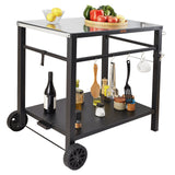Basketball & Basketball Accessories: VEVOR Outdoor Grill Dining Cart with Double-Shelf,  85*55cm BBQ Movable Food Prep Table, Multifunctional Iron Table Top, Portable Modular Carts for Pizza Oven, Worktable with 2 Wheels, Carry Handle, Black