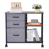 Makeup Organisation & Storage: VEVOR Mobile Metal File Cabinet with 3 Fabric Drawers and 2 Open Shelves Brown