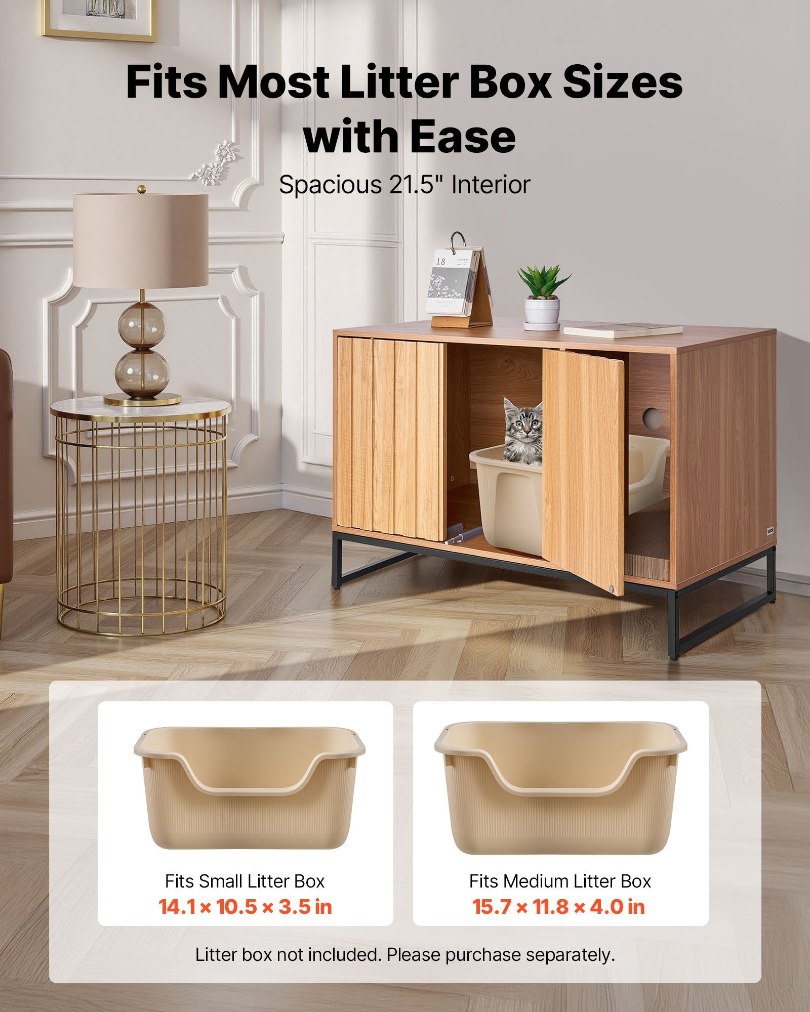 Cat Litter: VEVOR Cat Litter Box Enclosure Furniture, 80 cm Hidden Litter Box Cabinet with Scratch Pad & Storage, Waterproof Cat Washroom End Table Cat House, Fit Most of Litterbox, for Bedroom Living Room