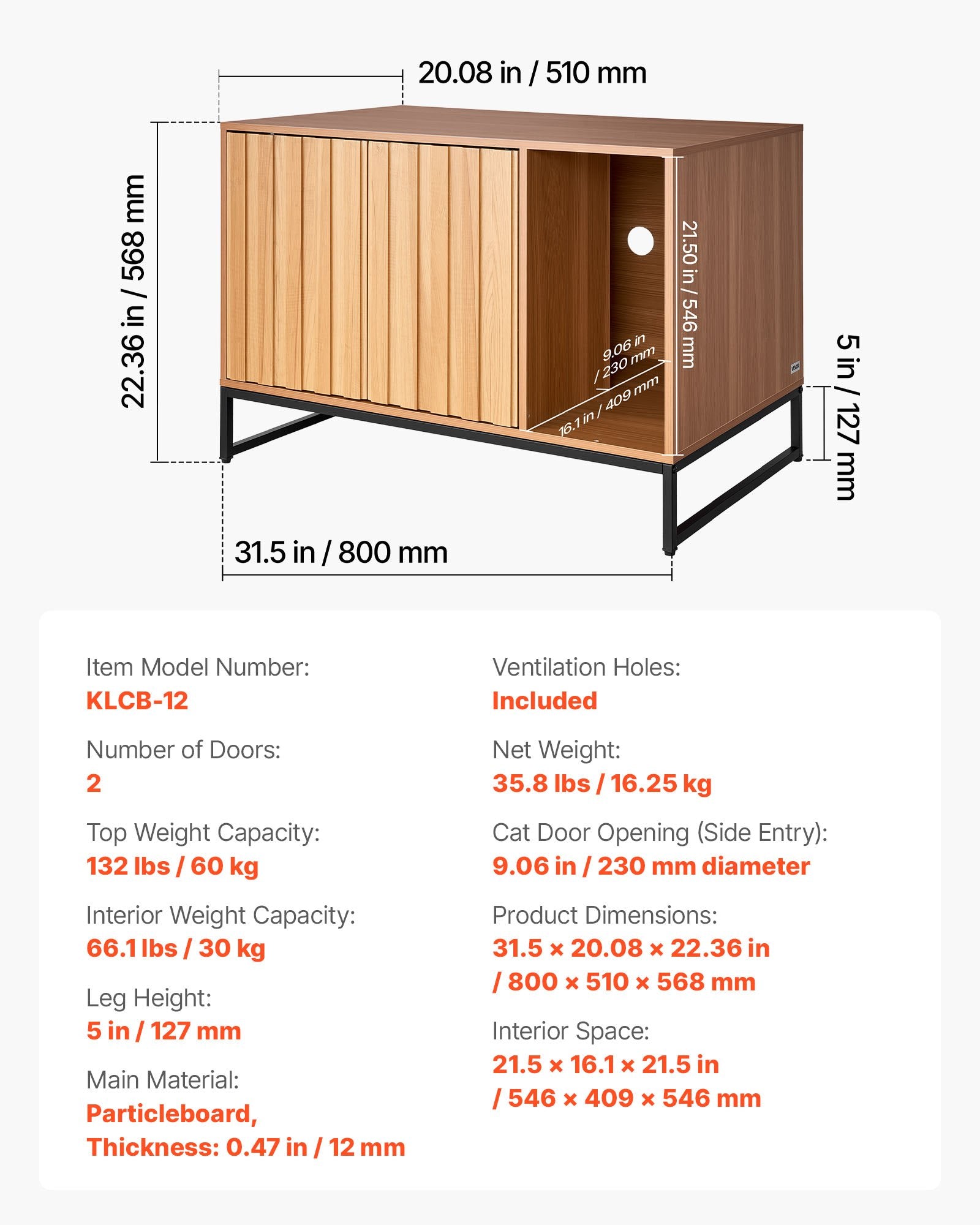 Cat Litter: VEVOR Cat Litter Box Enclosure Furniture, 80 cm Hidden Litter Box Cabinet with Scratch Pad & Storage, Waterproof Cat Washroom End Table Cat House, Fit Most of Litterbox, for Bedroom Living Room