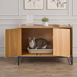 Cat Litter: VEVOR Cat Litter Box Enclosure Furniture, 80 cm Hidden Litter Box Cabinet with Scratch Pad & Storage, Waterproof Cat Washroom End Table Cat House, Fit Most of Litterbox, for Bedroom Living Room