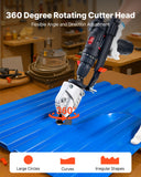 Tape: VEVOR Metal Shear/Cutter Drill Attachment, Sheet Metal Cutter with 360-Degree Pivoting Head, Sharp Blades,Ideal for 18 GA Galvanized Steel, 20 GA Stainless Steel, Aluminum Plate, Plastic, Cardboard