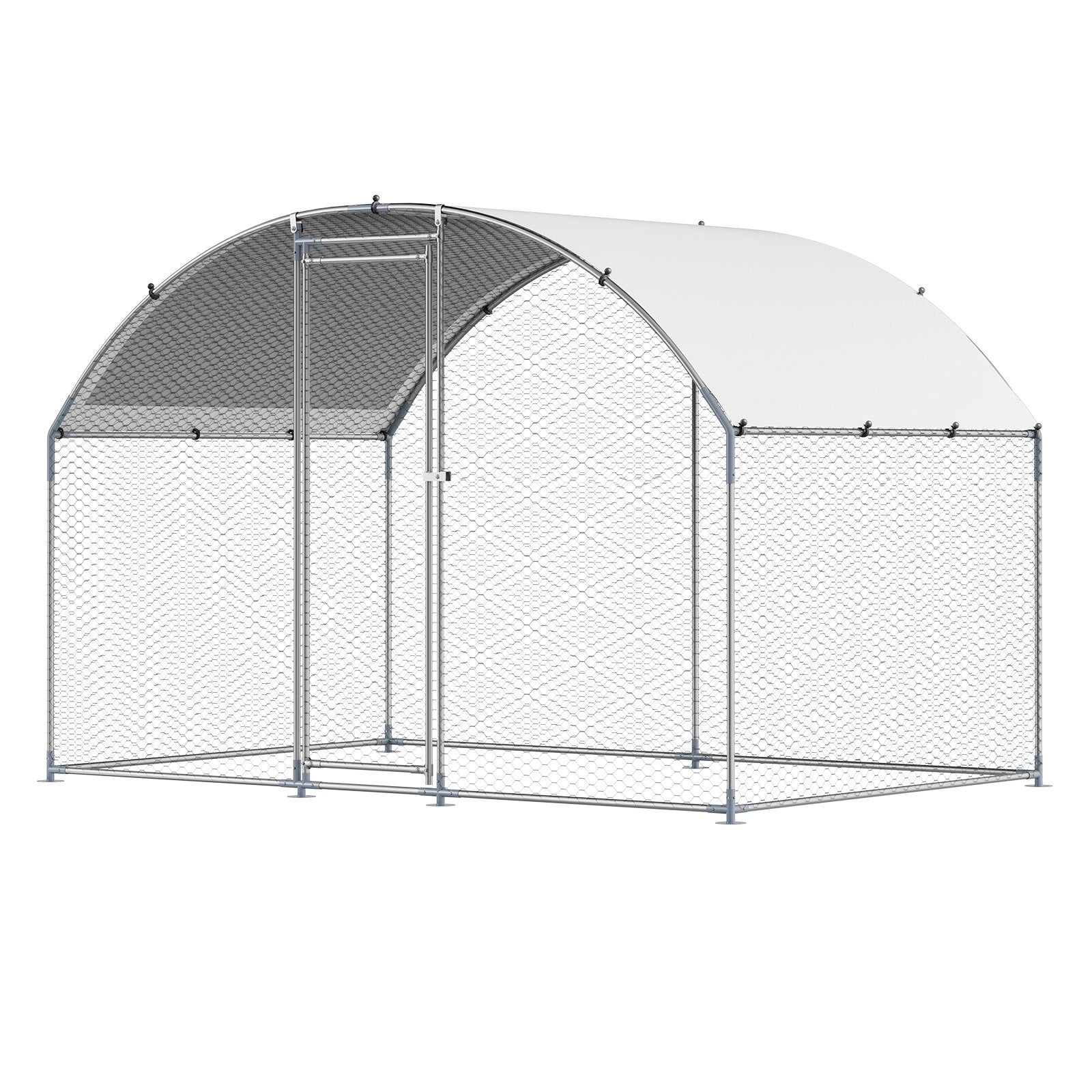 Metal Chicken Coop, 9.8x6.5x6.5ft Large Walk-in Chicken Runs with Cover, Doom Roof Hen House Enclosure with Security Lock, Outdoor Duck Rabbit Cage Poultry Pen for Backyard, Farm, Yard