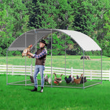 Small Animal Habitats & Cages: VEVOR Metal Chicken Coop, 9.8x6.5x6.5ft Large Walk-in Chicken Runs with Cover, Doom Roof Hen House Enclosure with Security Lock, Outdoor Duck Rabbit Cage Poultry Pen for Backyard, Farm, Yard