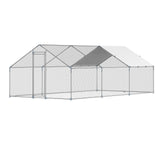 Coop & Hutch Accessories: VEVOR Metal Chicken Coop 9.8x19.6x6.5 ft Walk-in Chicken Run with Cover Spire Roof