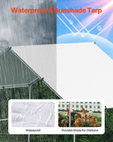 Coop & Hutch Accessories: VEVOR Metal Chicken Coop 9.8x19.6x6.5 ft Walk-in Chicken Run with Cover Spire Roof