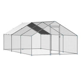 Coop & Hutch Accessories: VEVOR Metal Chicken Coop 9.8x19.6x6.5 ft Walk-in Chicken Run with Cover Spire Roof