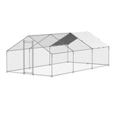 Coop & Hutch Accessories: VEVOR Metal Chicken Coop 9.8x19.6x6.5 ft Walk-in Chicken Run with Cover Spire Roof