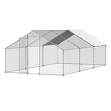 Coop & Hutch Accessories: VEVOR Metal Chicken Coop 9.8x19.6x6.5 ft Walk-in Chicken Run with Cover Spire Roof