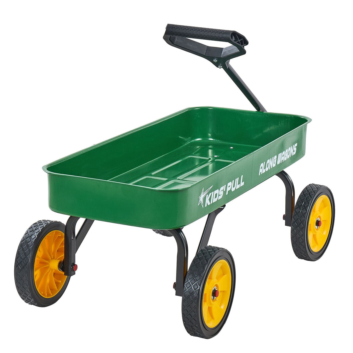 Pull-Along Wagon for Kids, 101 cm Toddler Wagons, Supports up to 80kg, All-Terrain Wagons with Handle, Utility Wagon Cart Birthday Present for Kids Gardening Beach Camping, Green