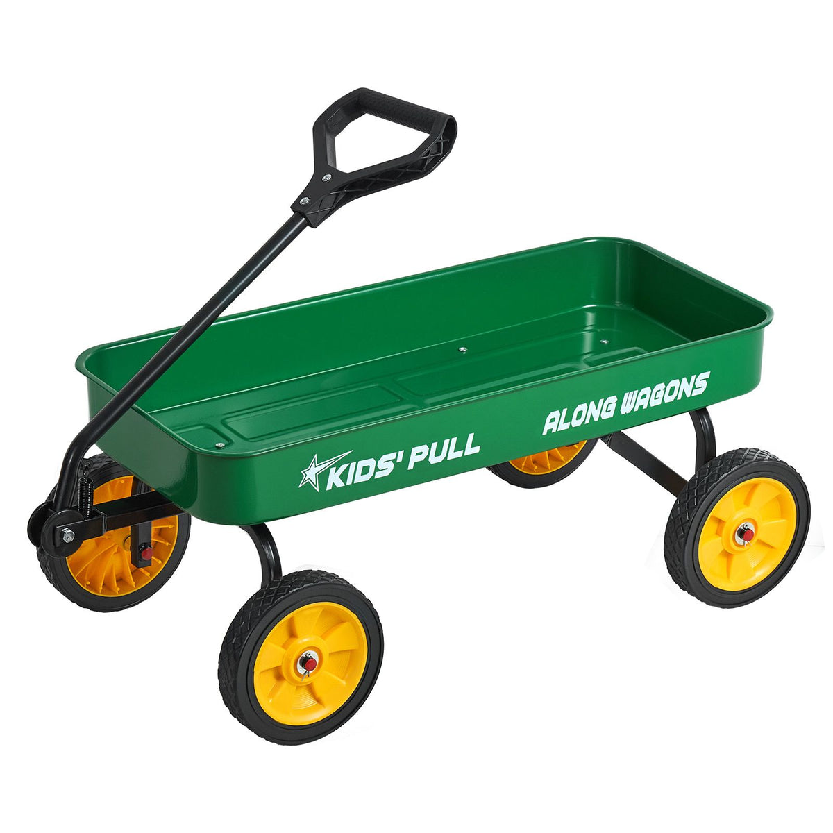 Pull-Along Wagon for Kids, 101 cm Toddler Wagons, Supports up to 80kg, All-Terrain Wagons with Handle, Utility Wagon Cart Birthday Present for Kids Gardening Beach Camping, Green