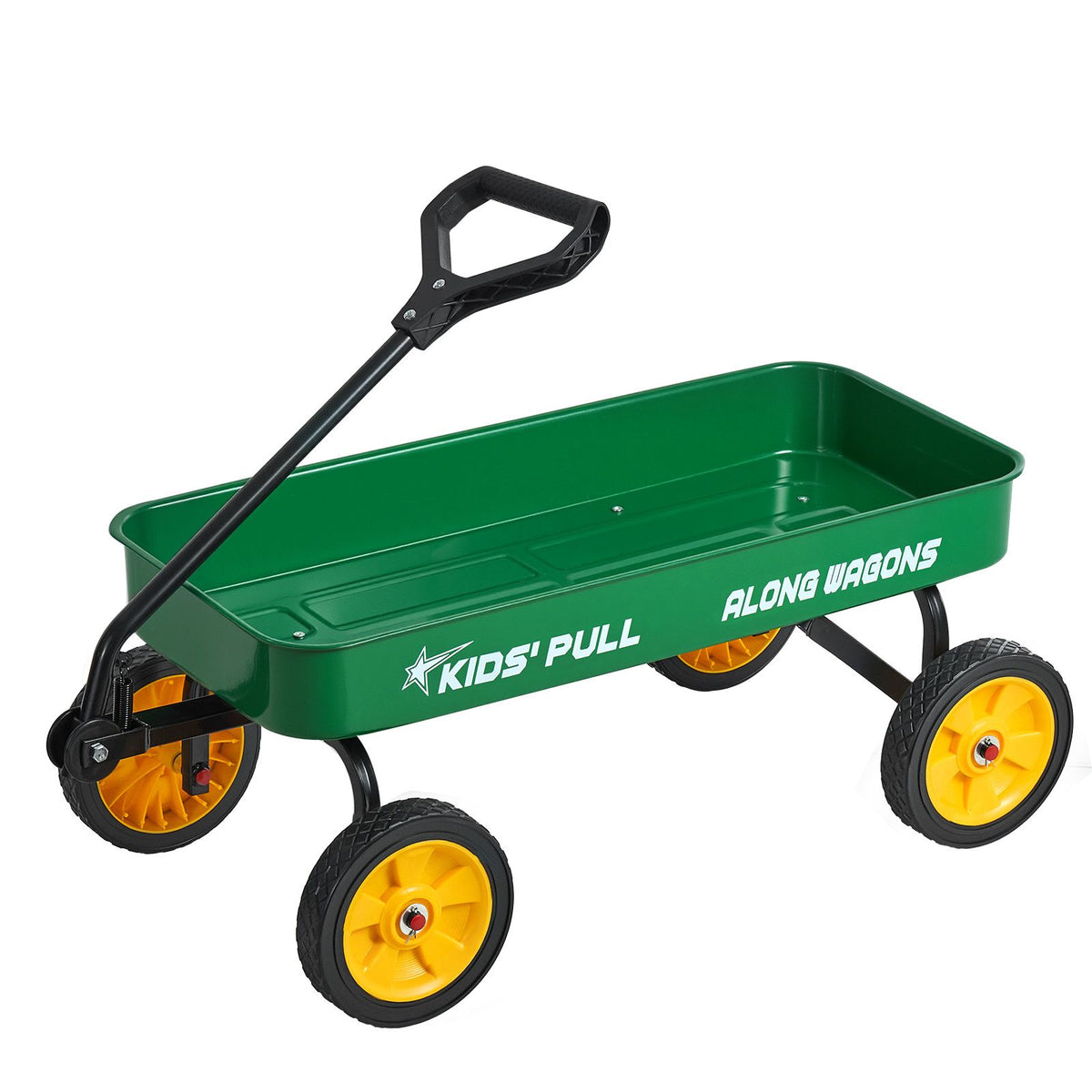 Pull-Along Wagon for Kids, 101 cm Toddler Wagons, Supports up to 80kg, All-Terrain Wagons with Handle, Utility Wagon Cart Birthday Present for Kids Gardening Beach Camping, Green