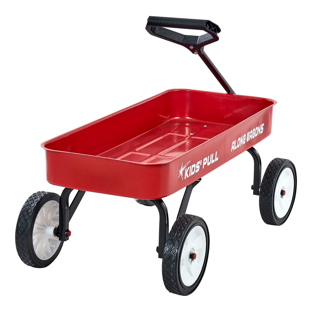 Pull-Along Wagon for Kids, 101 cm Toddler Wagons, Supports up to 80kg, All-Terrain Wagons with Handle, Utility Wagon Cart Birthday Present for Kids Gardening Beach Camping, Red