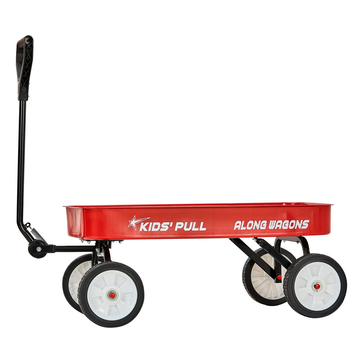 Pull-Along Wagon for Kids, 101 cm Toddler Wagons, Supports up to 80kg, All-Terrain Wagons with Handle, Utility Wagon Cart Birthday Present for Kids Gardening Beach Camping, Red
