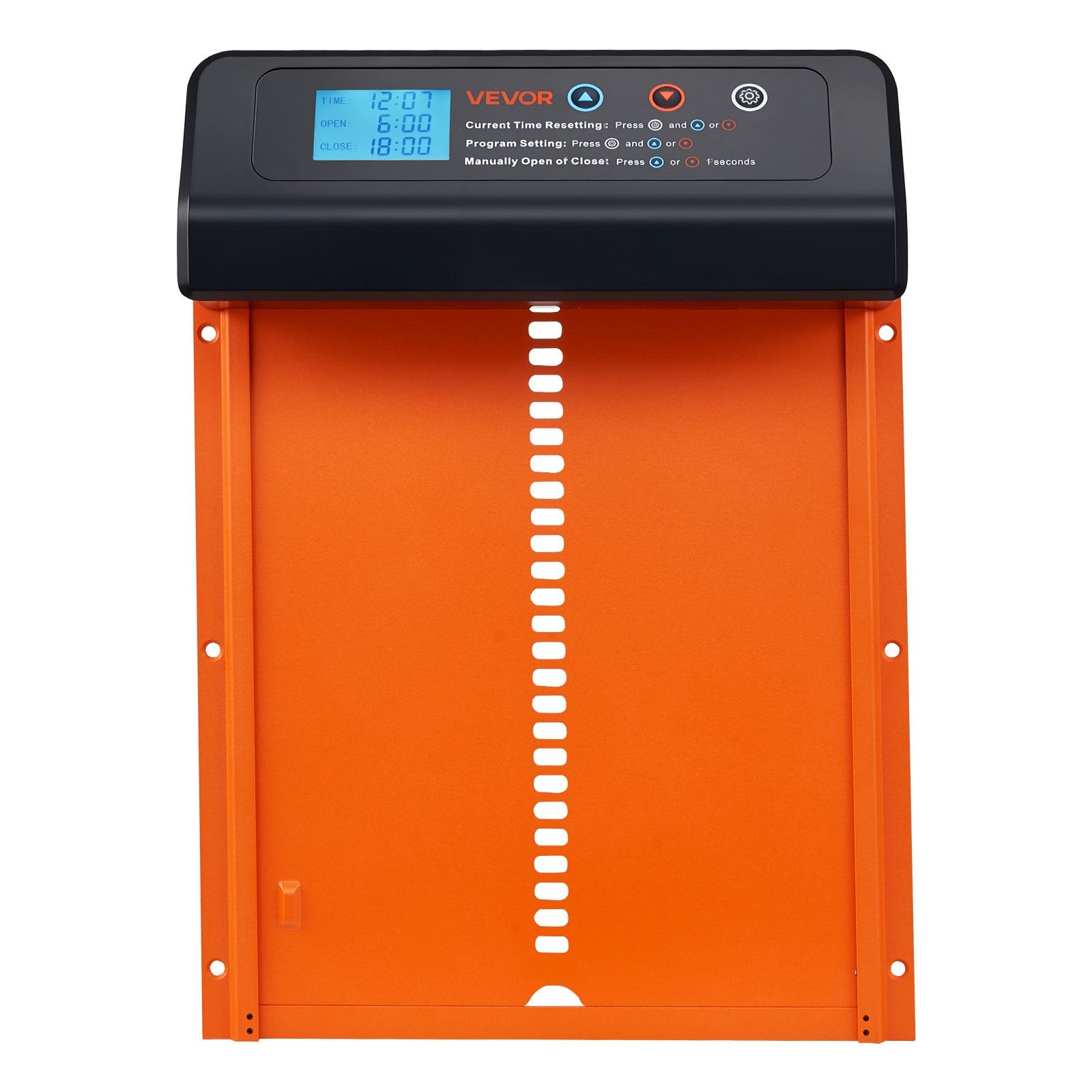 Cat Carriers & Crates: VEVOR Automatic Chicken Coop Door, Battery Powered Chicken Coop Door with Timer & Manual Setting, Anti-Pinch Security, Durable Aluminum Alloy, Chick Run Gate Opener with Waterproof Sealing, Orange