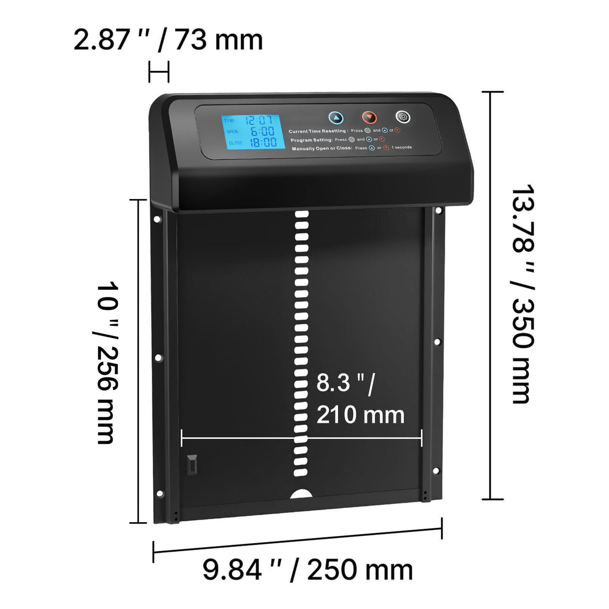 Automatic Chicken Coop Door, Battery Powered Chicken Coop Door with Timer & Manual Setting, Anti-Pinch Security, Durable Aluminum Alloy, Auto Chick Run Gate Opener with Waterproof Sealing, Black