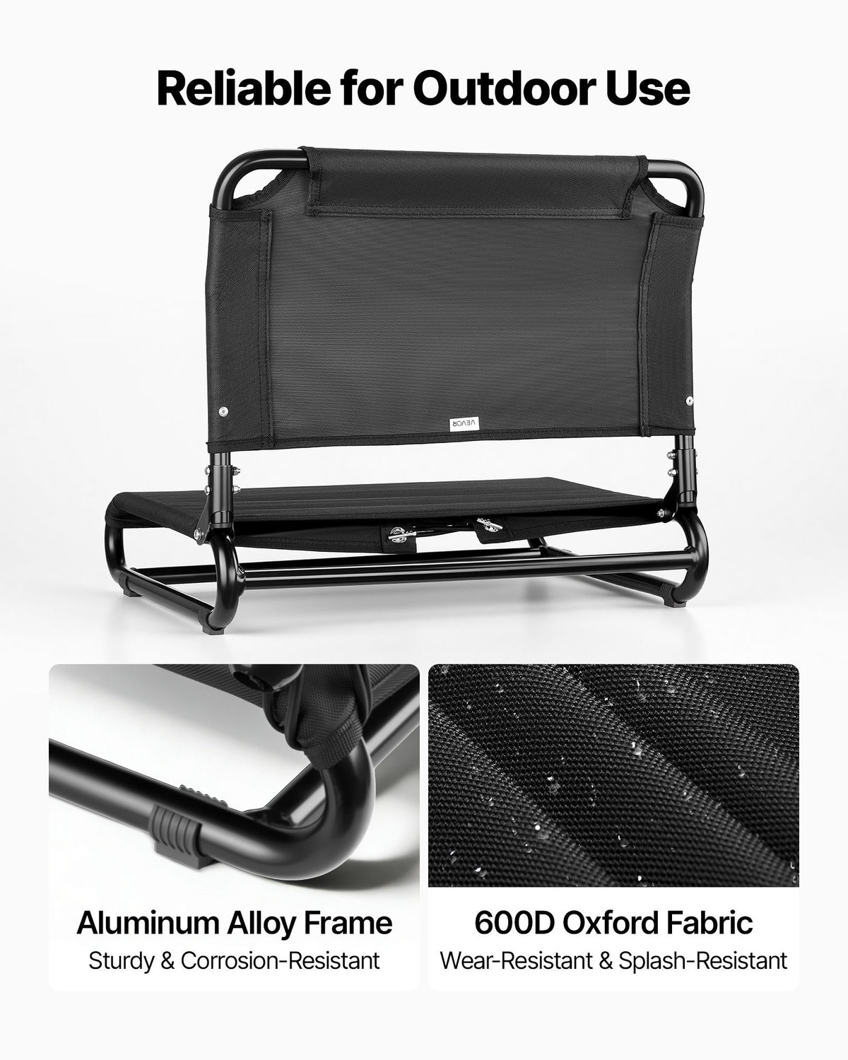 Kayak Seat, Folding Kayak Seat with Comfortable Back Support, Aluminum Alloy Frame & 600D Oxford Fabric, Easy Assembly for Paddling, Fishing and Recreational Kayaking