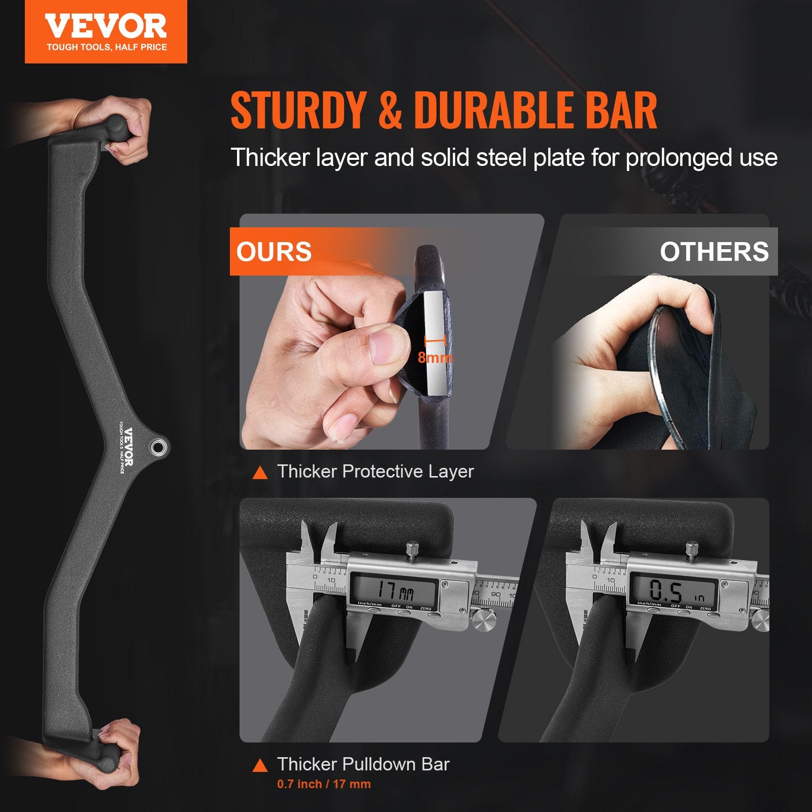 Gym Equipment & Accessories: VEVOR LAT Pulldown Bar Tricep Handle Attachment V-bar Cable Machine for Home Gym