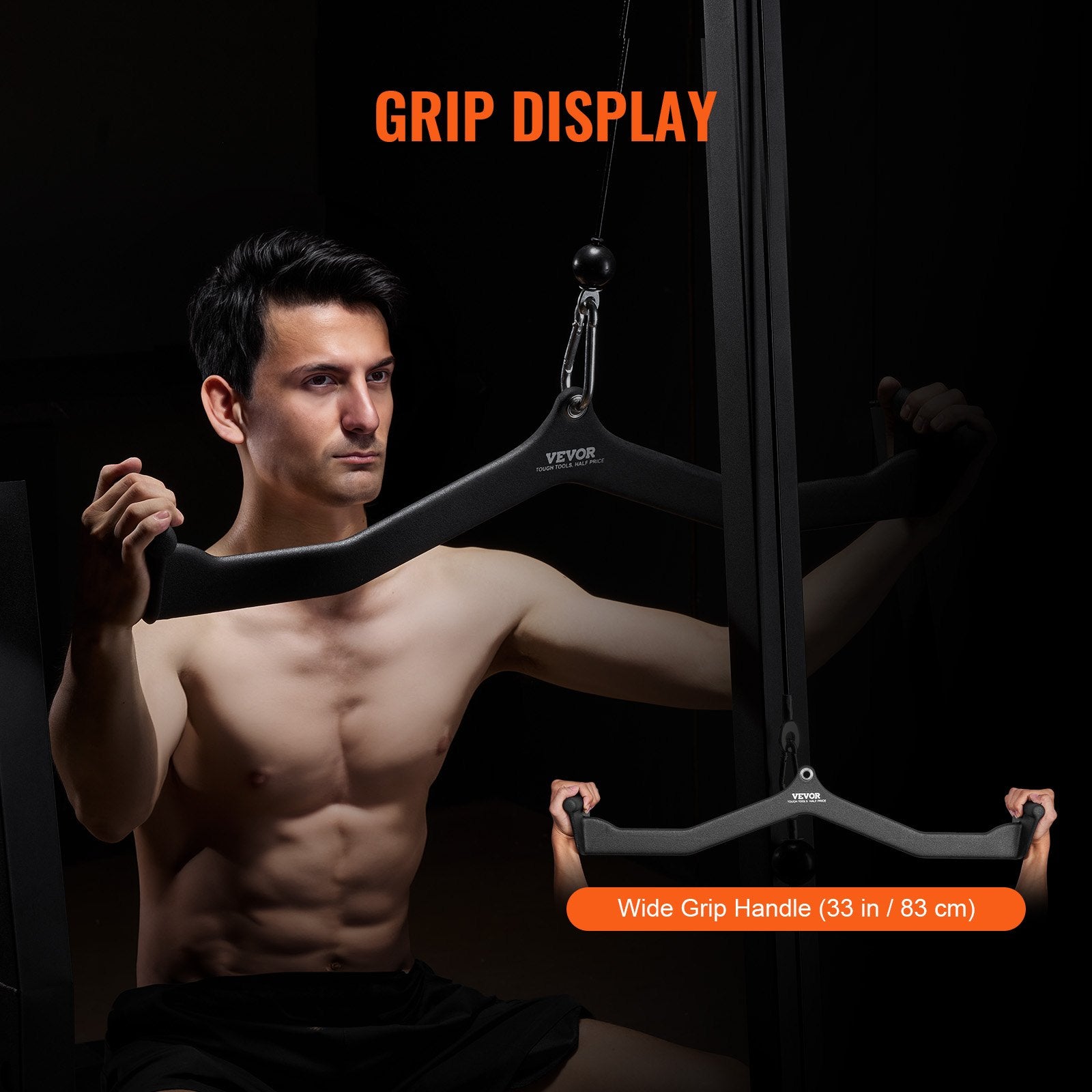Gym Equipment & Accessories: VEVOR LAT Pulldown Bar Tricep Handle Attachment V-bar Cable Machine for Home Gym