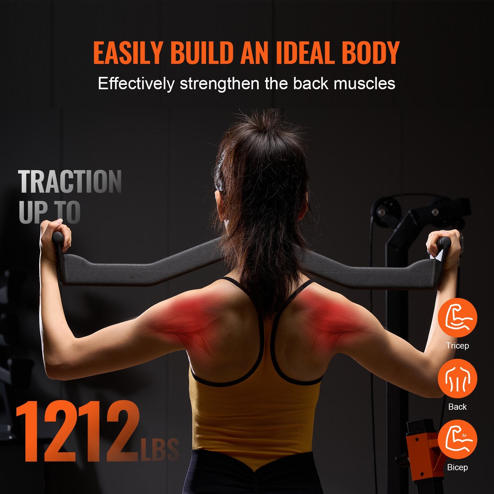 Gym Equipment & Accessories: VEVOR LAT Pulldown Bar Tricep Handle Attachment V-bar Cable Machine for Home Gym