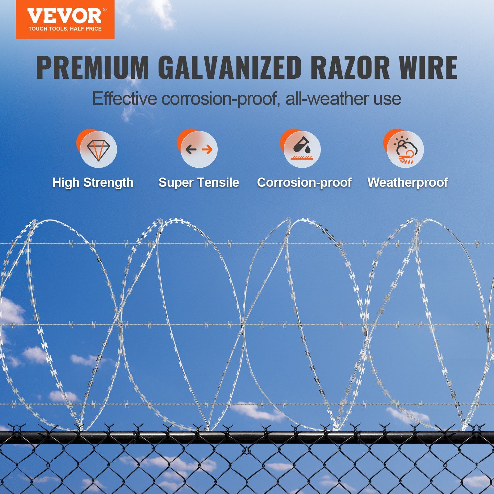 Automotive Repair & Speciality Tools: VEVOR Razor Wire Razor Barbed Wire 147ft 3Rolls Razor Wire Fencing Double Spiral