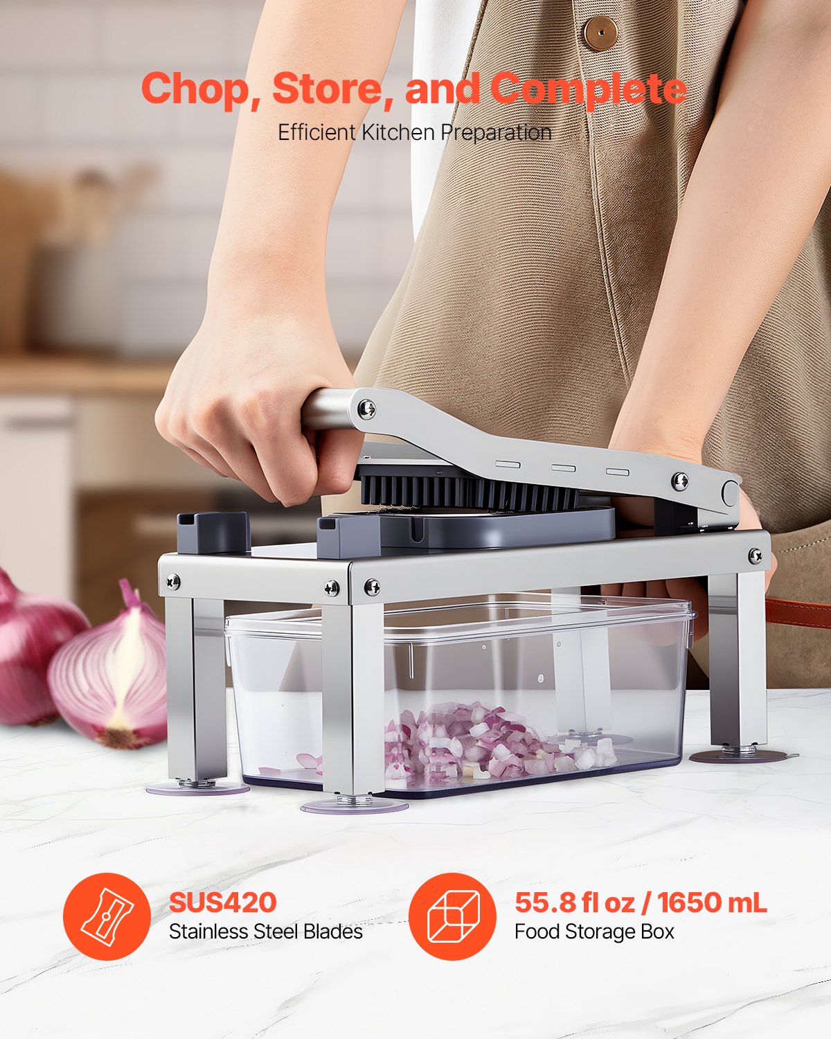 Vegetable Chopper Mandoline Slicer, All-in-1 Food Veggie Cutter with 8 Stainless Steel Blades, Cheese Grater Onion Potato Salad Dicer with Container,Kitchen Gadgets&Essentials Home Appliances