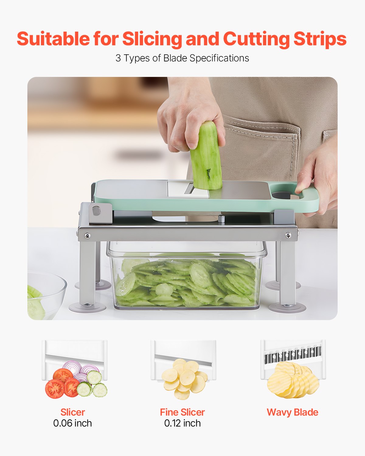 Vegetable Chopper Mandoline Slicer, All-in-1 Food Veggie Cutter with 8 Stainless Steel Blades, Cheese Grater Onion Potato Salad Dicer with Container,Kitchen Gadgets&Essentials Home Appliances