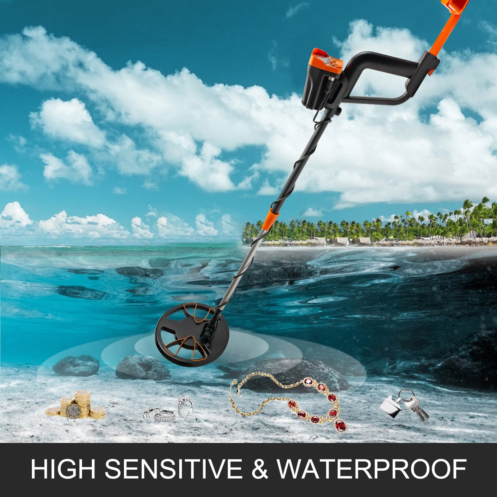 Metal Detectors: VEVOR Metal Detector Waterproof Disc Metal detectors Underwater Underground high Accuracy LCD Display Metal Detector for Adults and Children Headphone Automatic Detector (Yellow 3010)