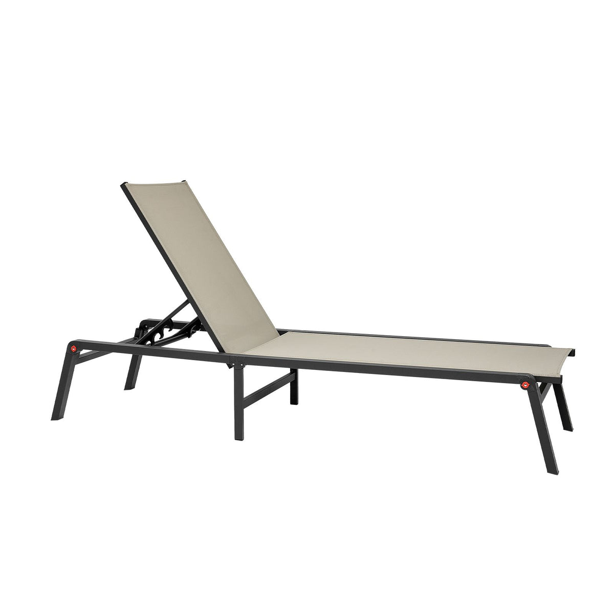 Outdoor Chaise Lounge Chair, 181 kg Weight Capacity, Foldable Sun Tanning Chair, 5 Adjustable Positions, Easy Assembly, Heavy Duty Aluminum Pool Recliner Lounge Chairs, for Beach Yard Patio