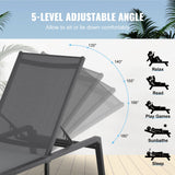 Arm Chairs & Recliners: VEVOR Chaise Lounge Chair Outdoor, Aluminum Patio Lounge Chair with Adjustable 5-Position, Folding Pool Lounge Chair Recliner and Full Flat Tanning Chair for Patio, Beach, Pool, Dark Grey