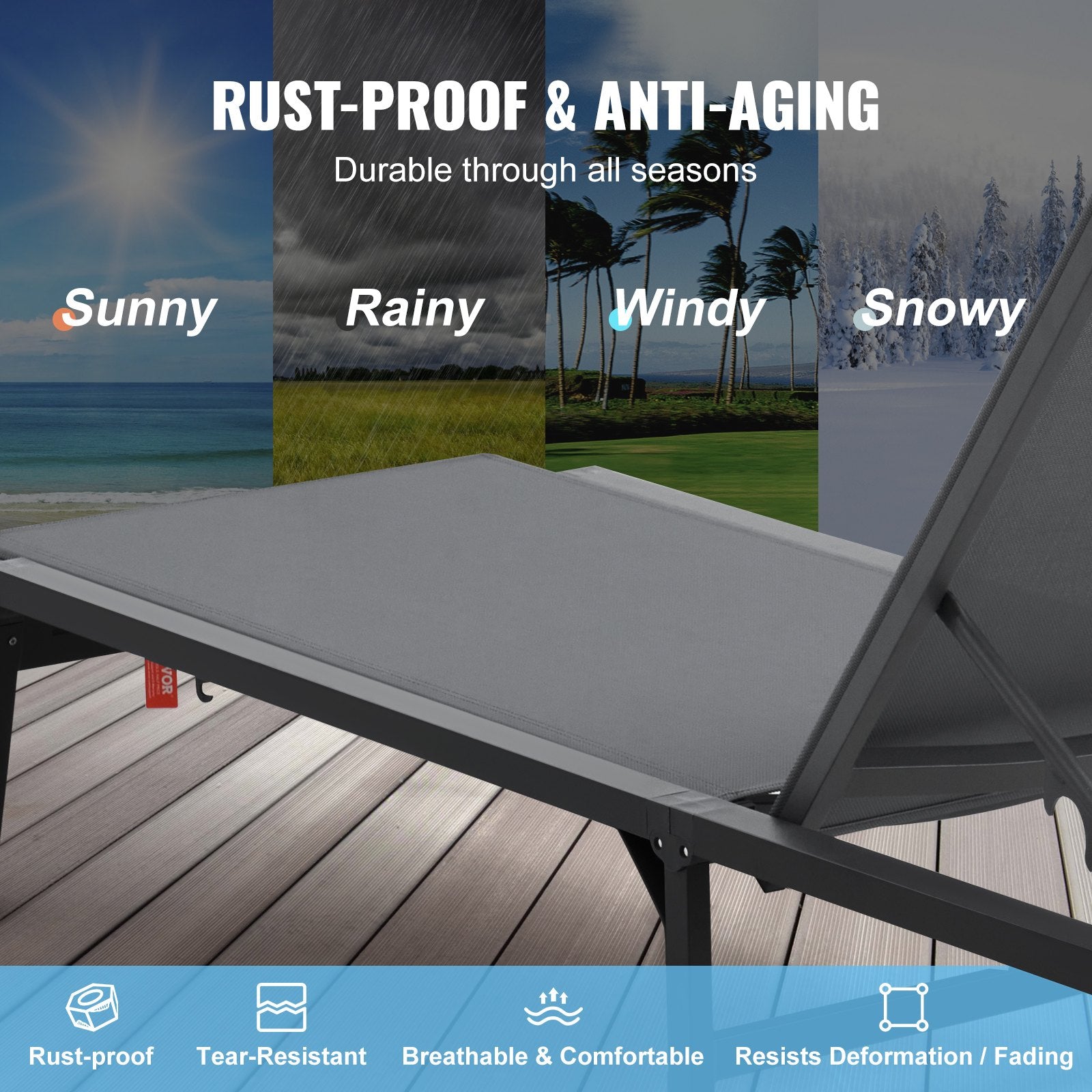 Outdoor Chairs: VEVOR Chaise Lounge Chair Outdoor Patio Lounge Chair Adjustable 5-Position 2 pcs