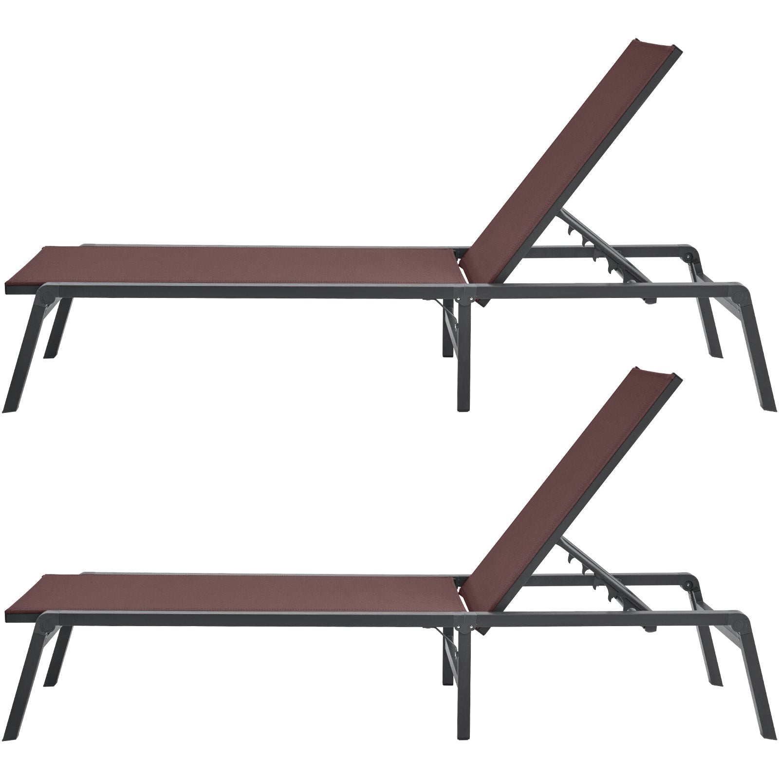 Outdoor Chairs: VEVOR Chaise Lounge Chair Outdoor Patio Lounge Chair Adjustable 5-Position 2 pcs