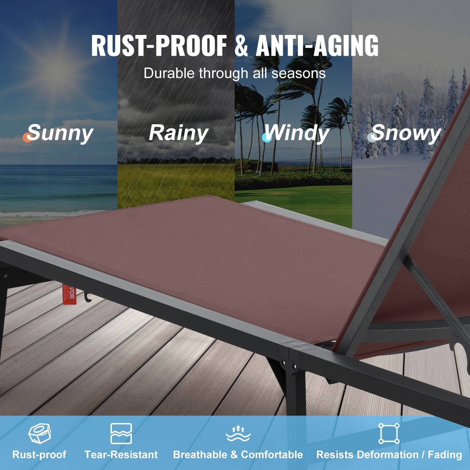 Outdoor Chairs: VEVOR Chaise Lounge Chair Outdoor Patio Lounge Chair Adjustable 5-Position 2 pcs