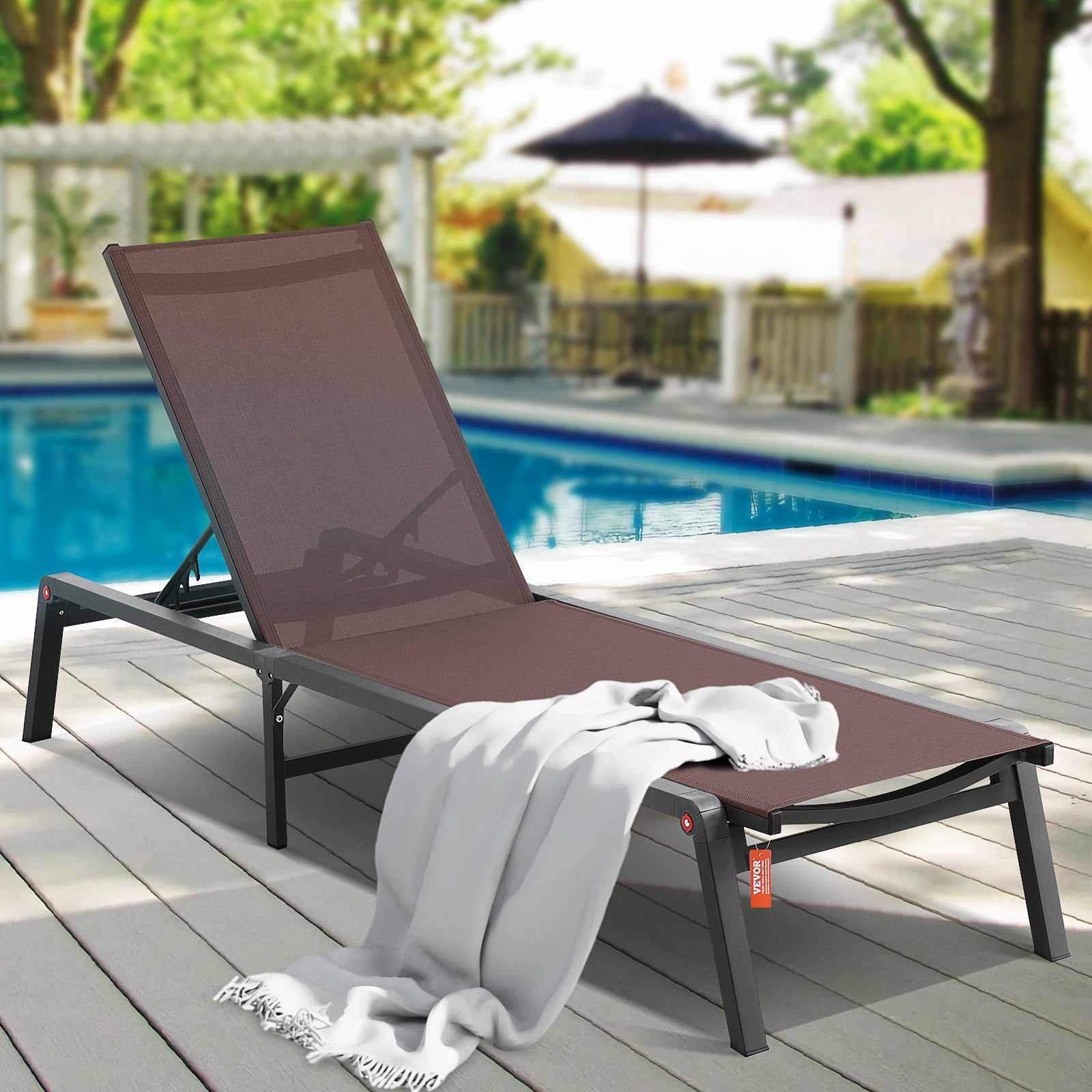 Outdoor Chairs: VEVOR Chaise Lounge Chair Outdoor Patio Lounge Chair with Adjustable 5-Position