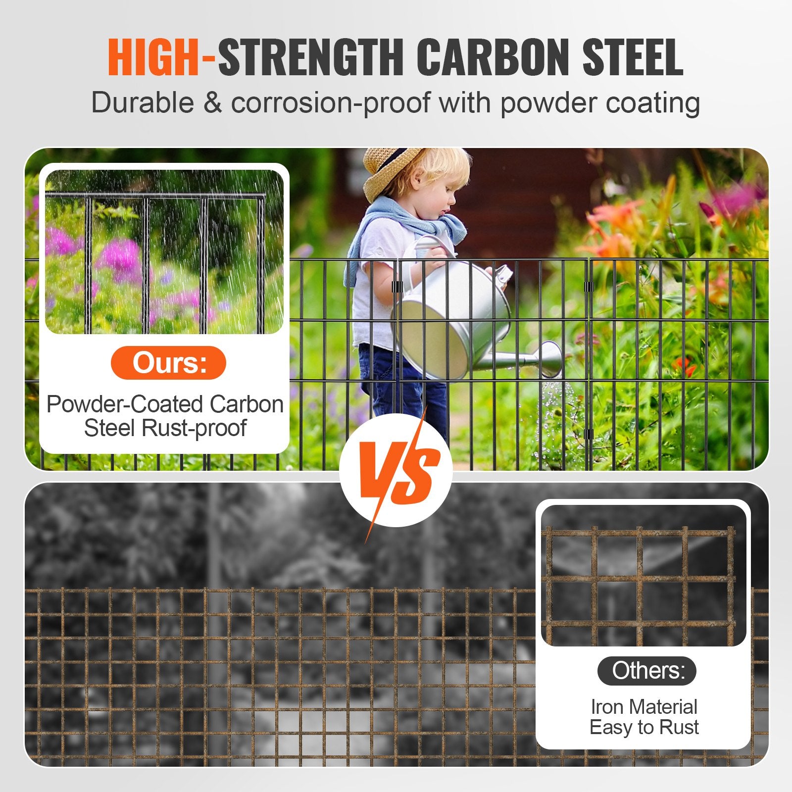 Fencing: VEVOR Garden Fence, No Dig Fence 44(H)x33(L)cm Animal Barrier Fence, Underground Decorative Garden Fencing with 3.81 cm Spike Spacing, Metal Dog Fence for the Yard and Outdoor Patio, 28 Pack