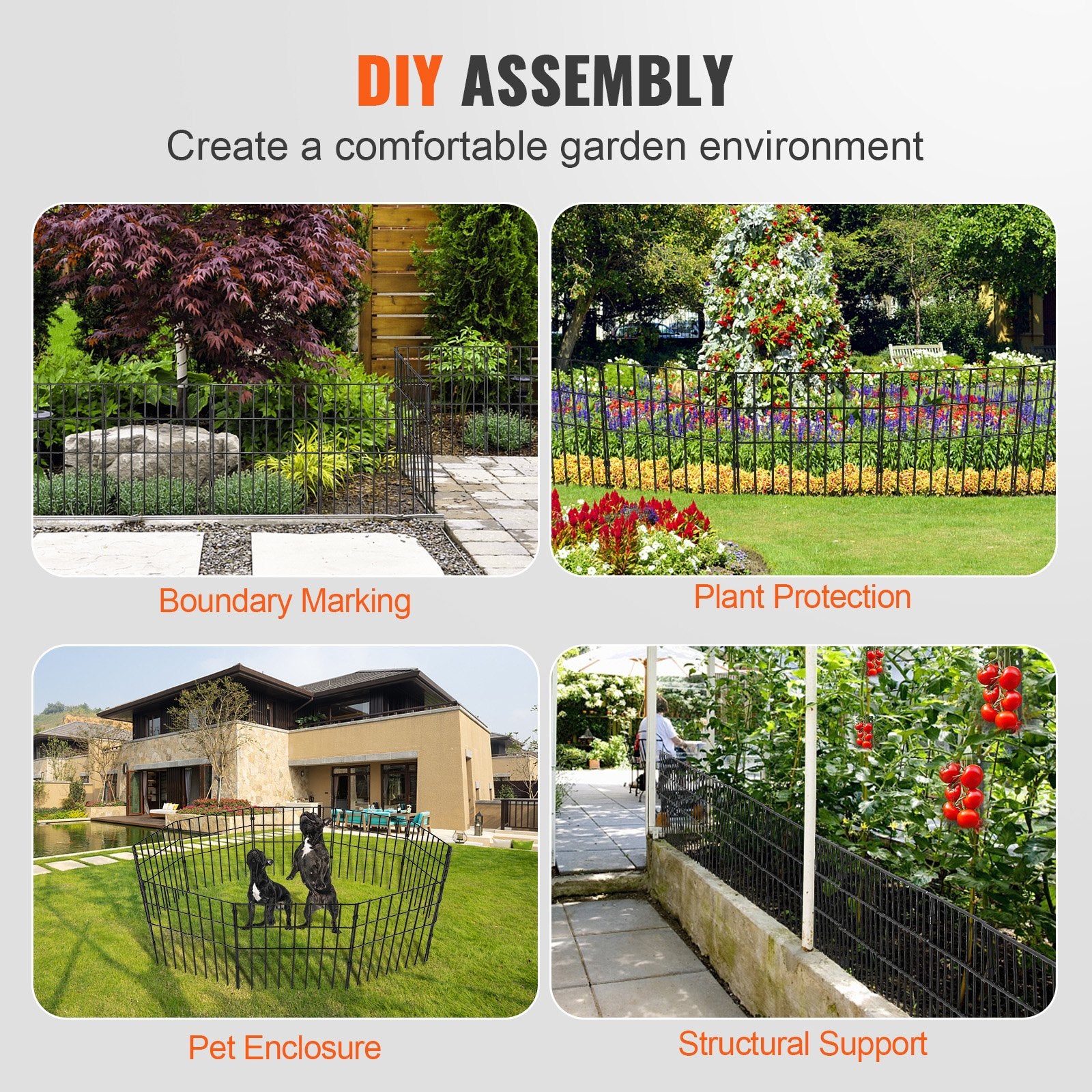 Fencing: VEVOR Garden Fence, No Dig Fence 44(H)x33(L)cm Animal Barrier Fence, Underground Decorative Garden Fencing with 3.81 cm Spike Spacing, Metal Dog Fence for the Yard and Outdoor Patio, 28 Pack
