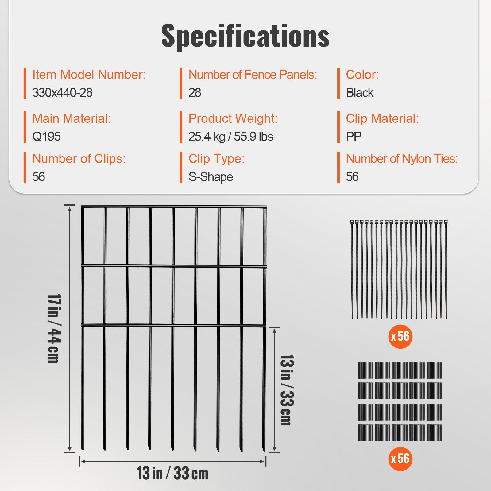 Fencing: VEVOR Garden Fence, No Dig Fence 44(H)x33(L)cm Animal Barrier Fence, Underground Decorative Garden Fencing with 3.81 cm Spike Spacing, Metal Dog Fence for the Yard and Outdoor Patio, 28 Pack