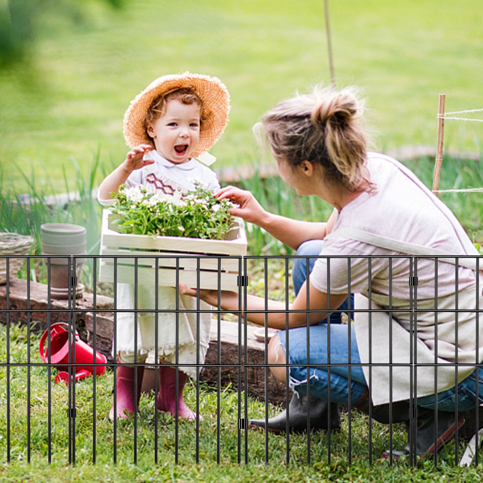 Fencing: VEVOR Garden Fence, No Dig Fence 44(H)x33(L)cm Animal Barrier Fence, Underground Decorative Garden Fencing with 3.81 cm Spike Spacing, Metal Dog Fence for the Yard and Outdoor Patio, 28 Pack