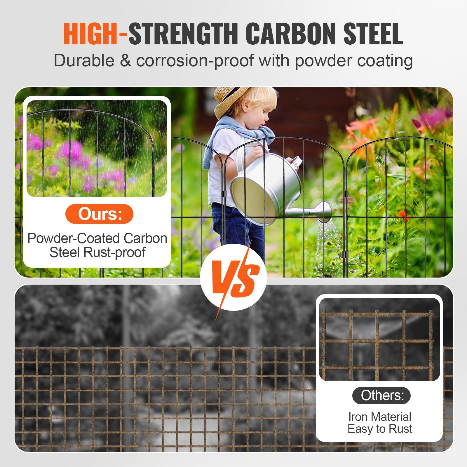 Fencing: VEVOR Garden Fence, No Dig Fence 61 x 33 cm Animal Barrier Fence, Underground Decorative Garden Fencing with 5.08 cm Spike Spacing, Metal Dog Fence for the Yard and Outdoor Patio, 28 Pack