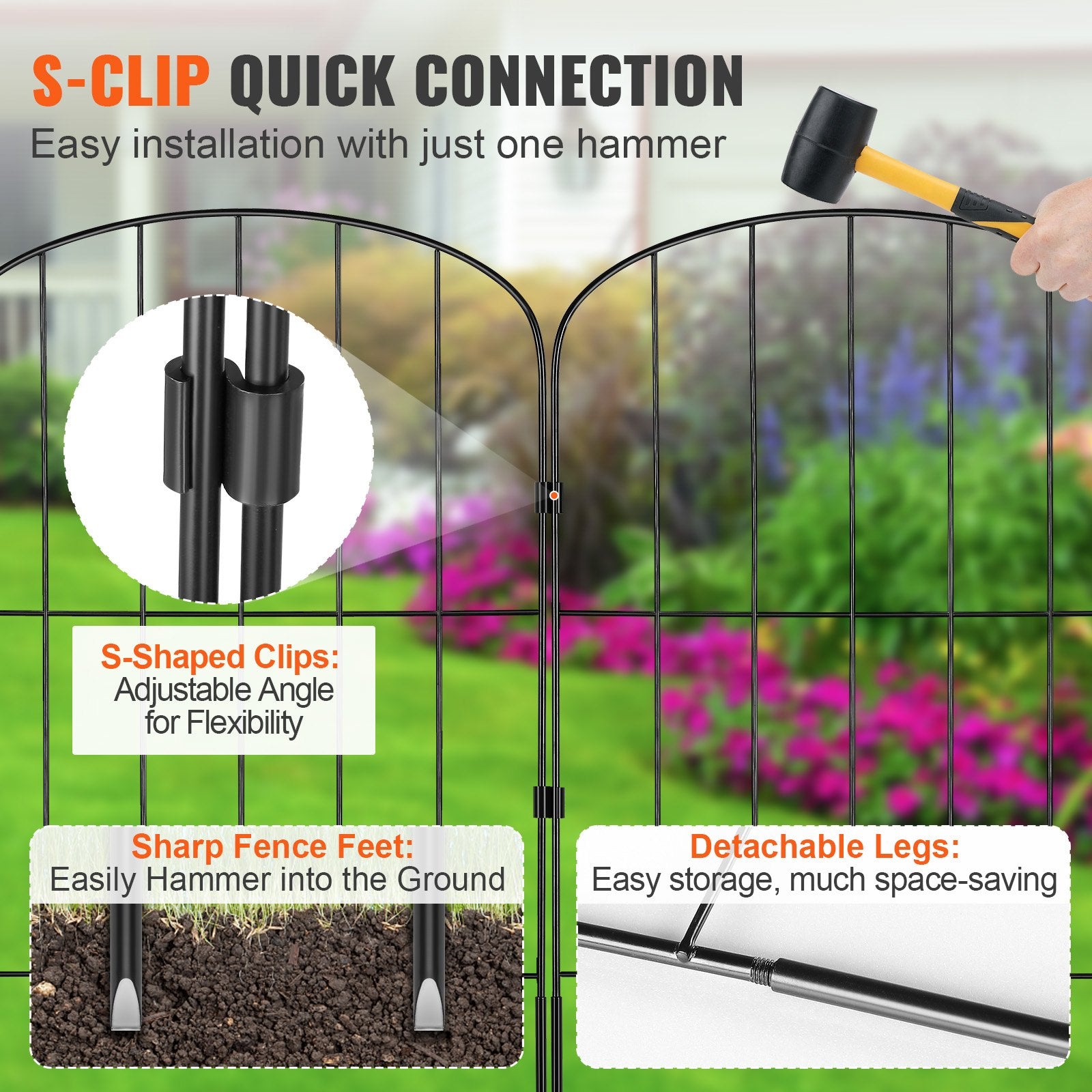 Fencing: VEVOR Garden Fence, No Dig Fence 61 x 33 cm Animal Barrier Fence, Underground Decorative Garden Fencing with 5.08 cm Spike Spacing, Metal Dog Fence for the Yard and Outdoor Patio, 10 Pack