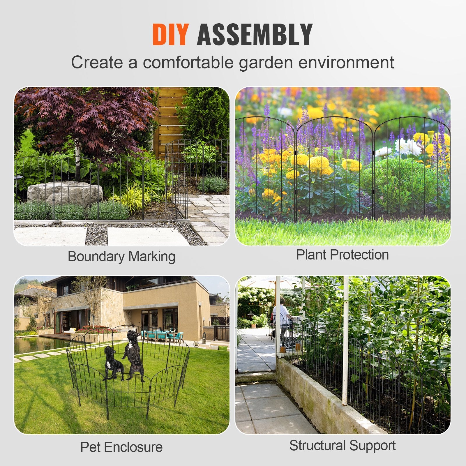 Fencing: VEVOR Garden Fence, No Dig Fence 61 x 33 cm Animal Barrier Fence, Underground Decorative Garden Fencing with 5.08 cm Spike Spacing, Metal Dog Fence for the Yard and Outdoor Patio, 10 Pack