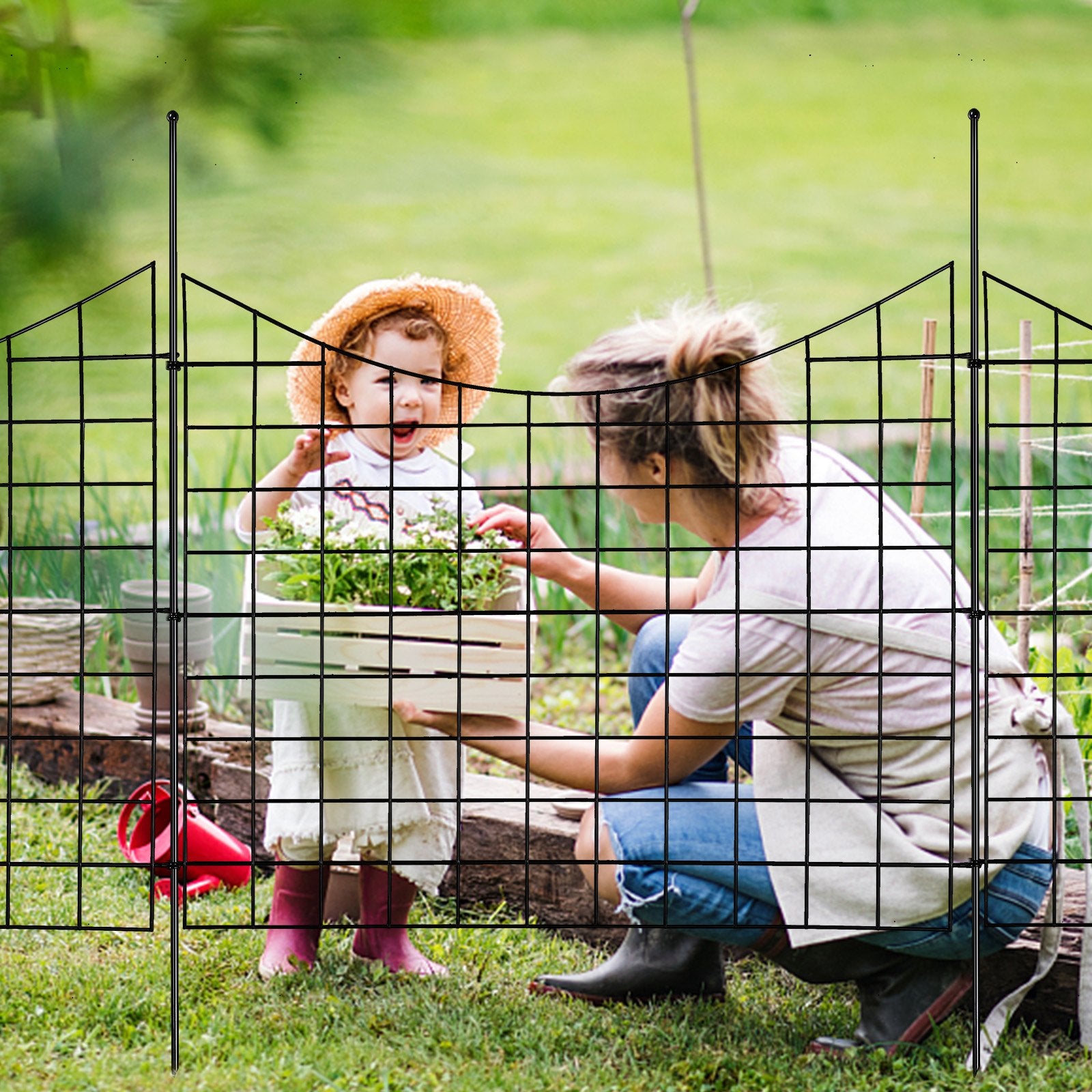 Fencing: VEVOR Garden Fence, 75×93 cm Animal Barrier Fence, Underground Decorative Garden Fencing with 6.38 cm Spike Spacing, Metal Dog Fence for the Yard and Outdoor Patio, 5 Pack