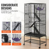 Bird Cages & Stands: VEVOR 69" Metal Small Animal Cage 4-Tier Rolling Ferret Cage with Tray 3 Ramps