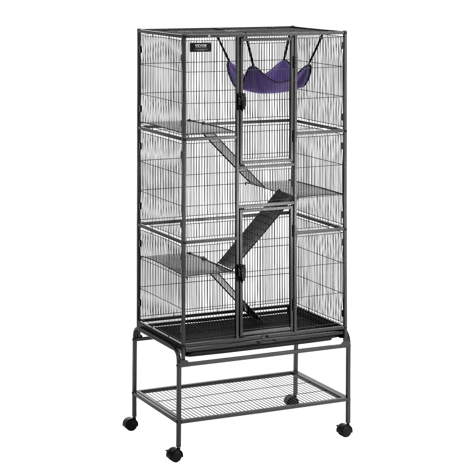 Bird Cages & Stands: VEVOR 69" Metal Small Animal Cage 4-Tier Rolling Ferret Cage with Tray 3 Ramps