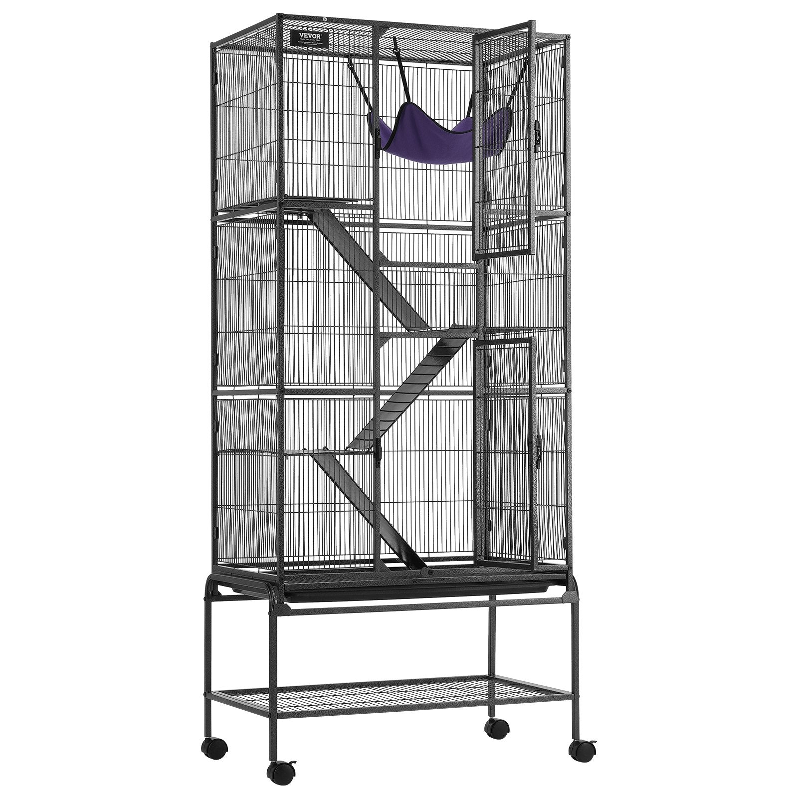 Bird Cages & Stands: VEVOR 69" Metal Small Animal Cage 4-Tier Rolling Ferret Cage with Tray 3 Ramps