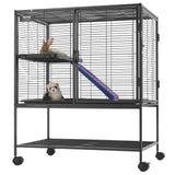 Bird Cages & Stands: VEVOR 36" Metal Small Animal Cage 2-Tier Rolling Ferret Cage with Tray A Ramp
