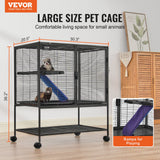 Bird Cages & Stands: VEVOR 36" Metal Small Animal Cage 2-Tier Rolling Ferret Cage with Tray A Ramp