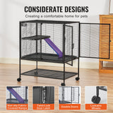 Bird Cages & Stands: VEVOR 36" Metal Small Animal Cage 2-Tier Rolling Ferret Cage with Tray A Ramp