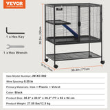 Bird Cages & Stands: VEVOR 36" Metal Small Animal Cage 2-Tier Rolling Ferret Cage with Tray A Ramp